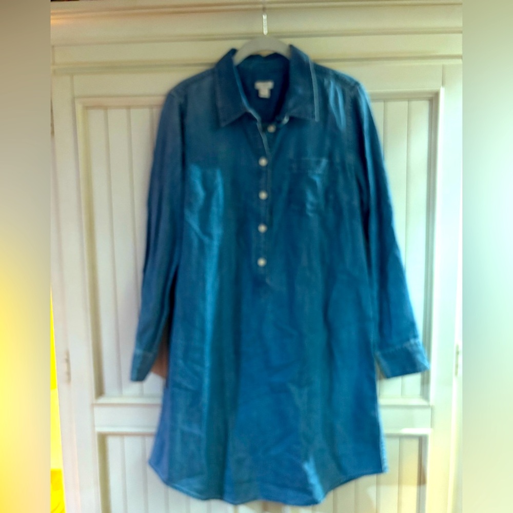 J Crew Blue Denim Shirt Dress